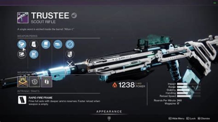 Destiny 2 Trustee rifle stats and perks
