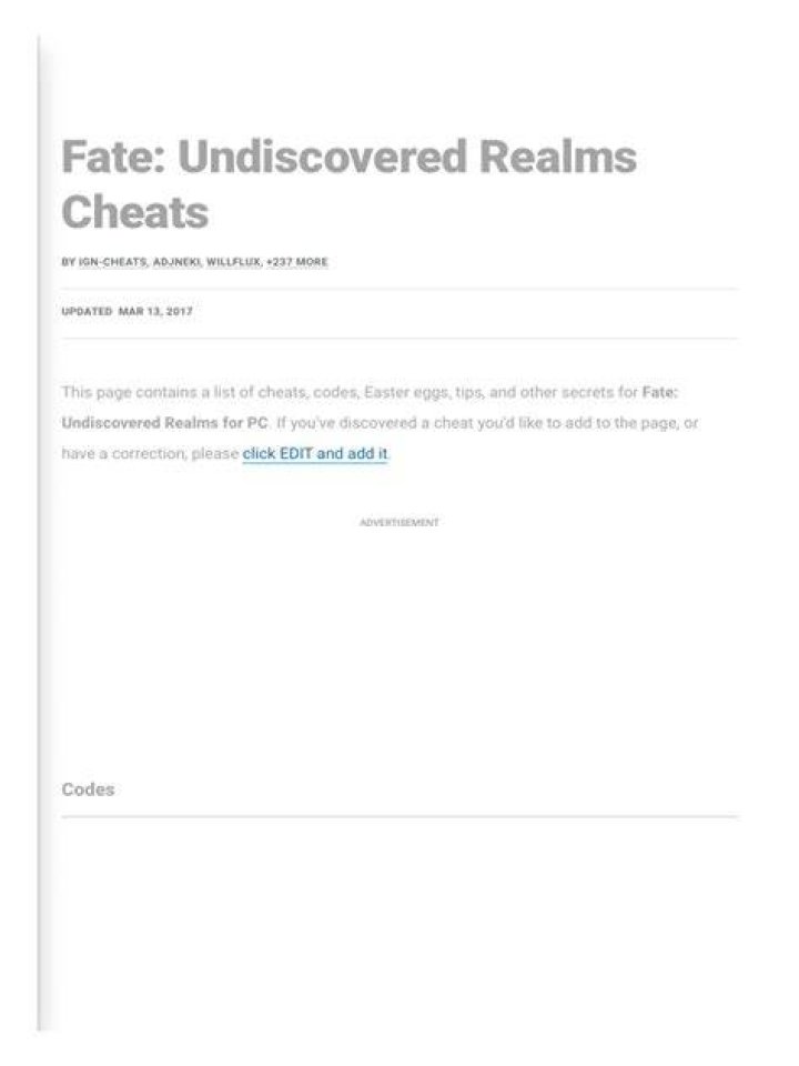 Fate: Undiscovered Realms PC Cheats