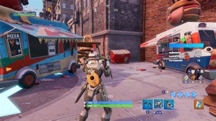 Fortnite Downtown Drop Challenges | Change tiles and dance between two food trucks location