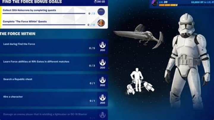 Fortnite x Star Wars Weekly Challenges and Quests: 'Find the Force' List