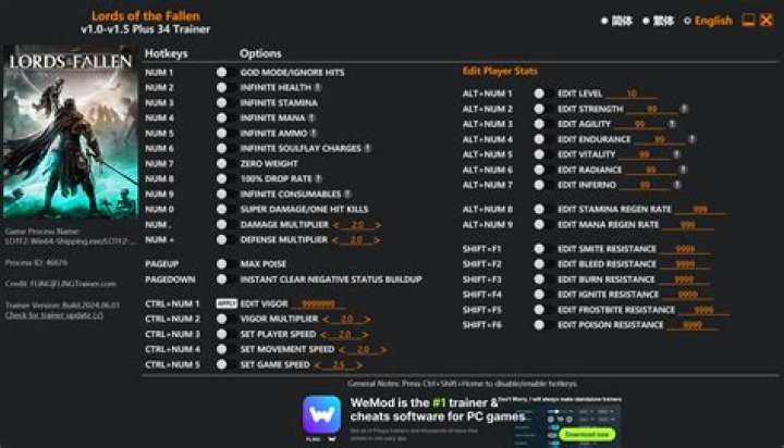 Lords of the Fallen PC Cheats