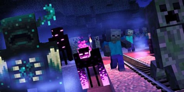 Minecraft: mobs exploding out from the center of the image.