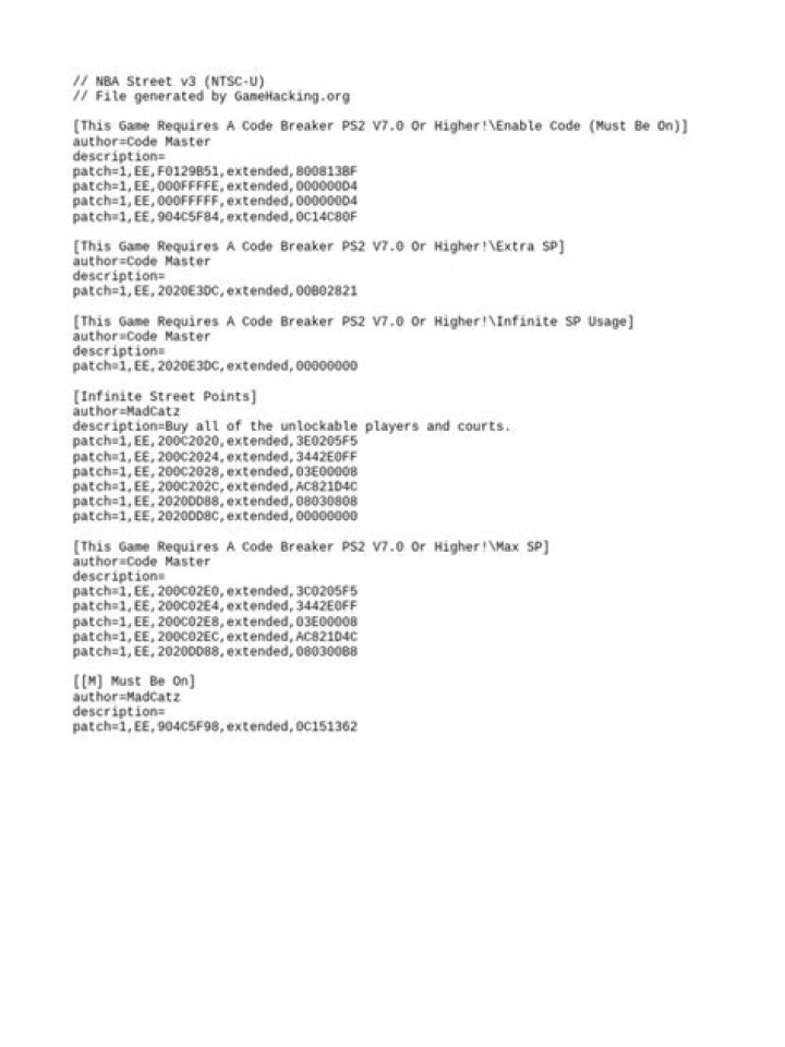 NBA Street V3 PS2 Cheats